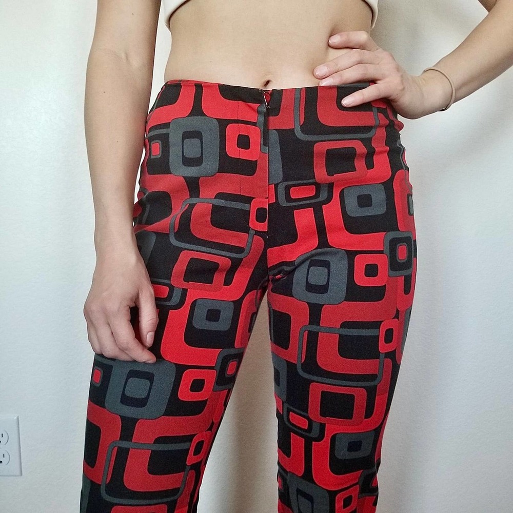 SOLD💫Vintage Designer Y2k Mod Print Flare Pants